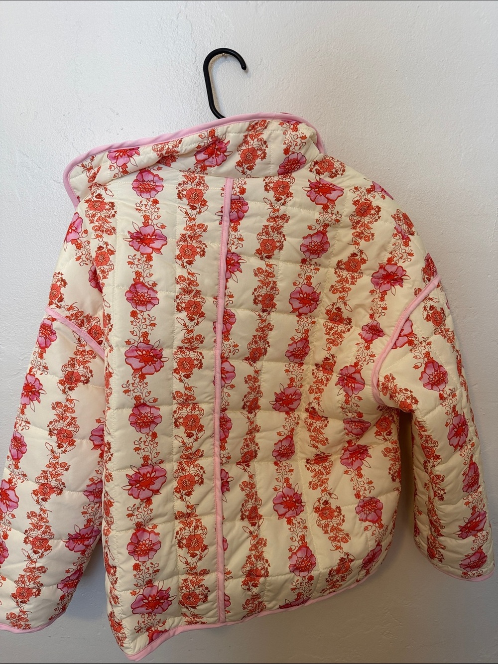 Amazon Quilted Floral Puffer Jacket in Cream and Pink - Picture 5 of 5